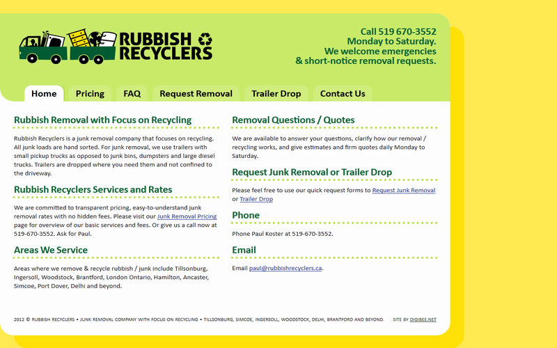 Rubbish Recyclers website and logo screenshot
