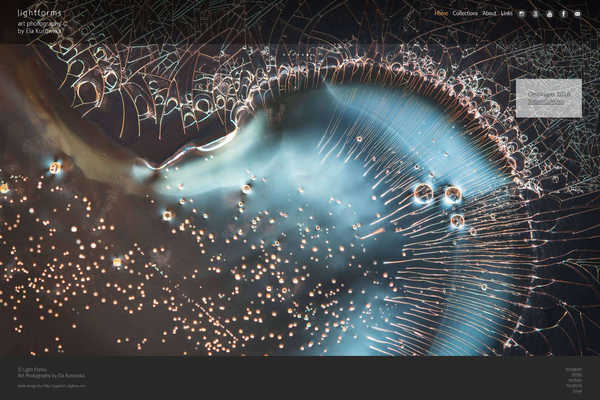 Web design by Mike Cygalski of digibee.net Web Design in London Ontario. Light Forms art photography website portfolio of Ela Kurowska; a homepage design screenshot - alternative photo slide.