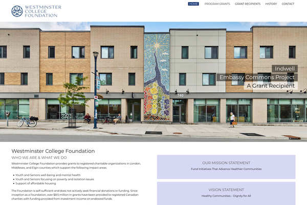 Web design by Mike Cygalski of digibee.net. Westminster College Foundation website homepage screenshot.
